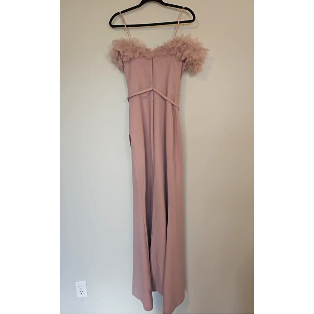 Rene Ruiz Collection Off-the-Shoulder 3D Floral Trim Gown Size 4 Pink - Picture 3 of 5
